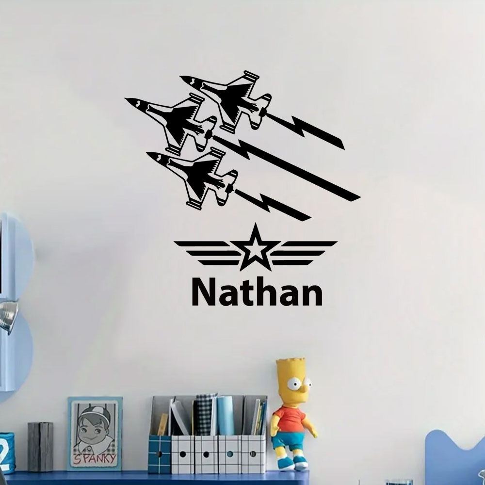 Home Decor Sticker - 1PC Colorful Airplane Customized Text Wall