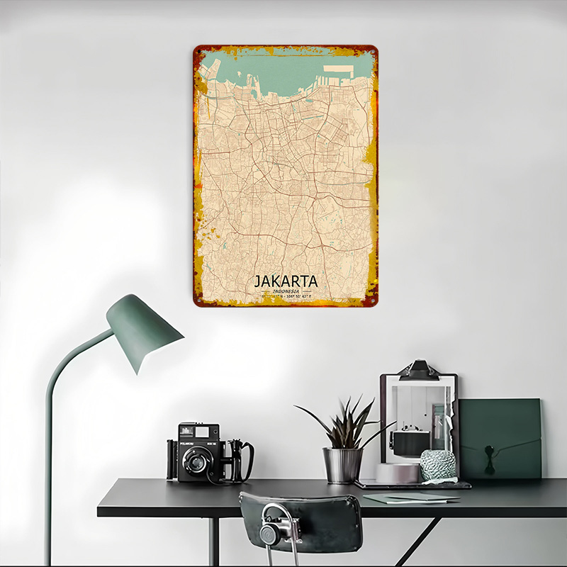 Jakarta Vintage Map Printed Po - огляд і ціна Home Decor Jakarta