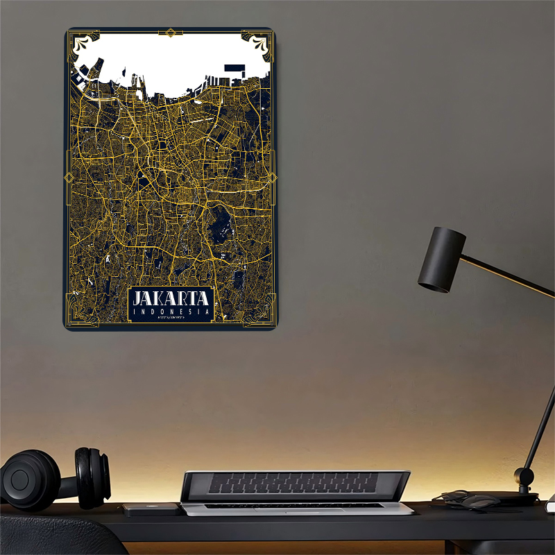 Jakarta City Map Art Deco Post - огляд і ціна Home Decor Jakarta