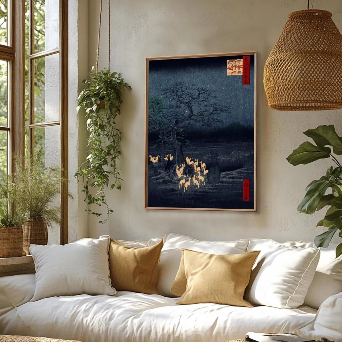 Japanese Retro Fox Canvas Prin - огляд і ціна Home Decor Japandi Style