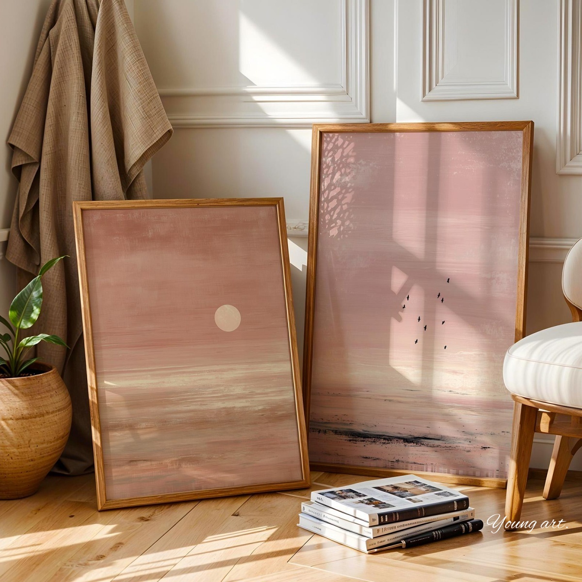 2pcs/set Japanese Pink Sunset  - огляд і ціна Home Decor Japandi Style