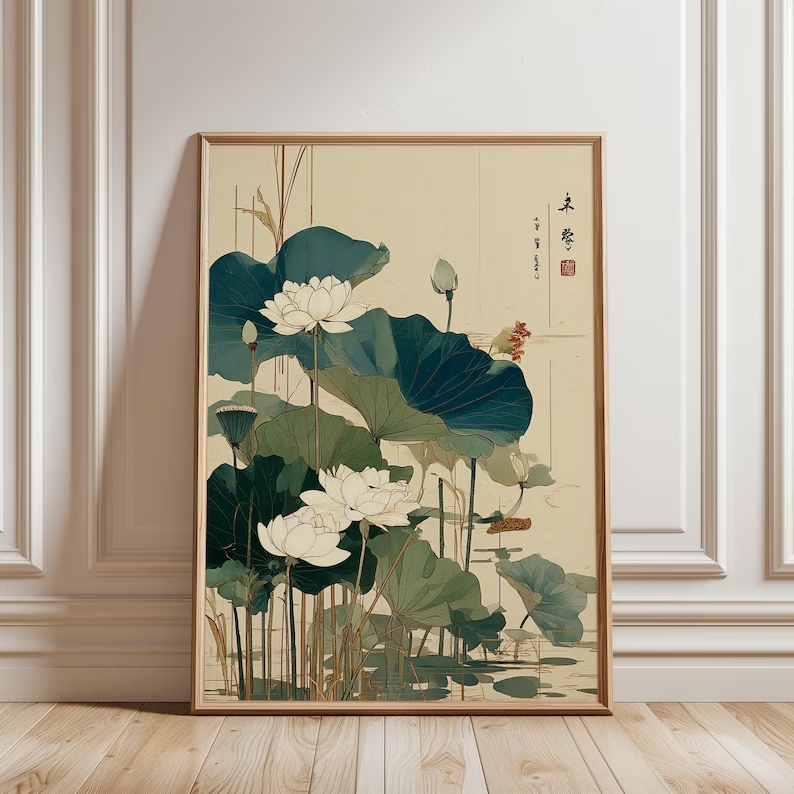 Retro Japanese Lotus Flower Wa - огляд і ціна Home Decor Japanese