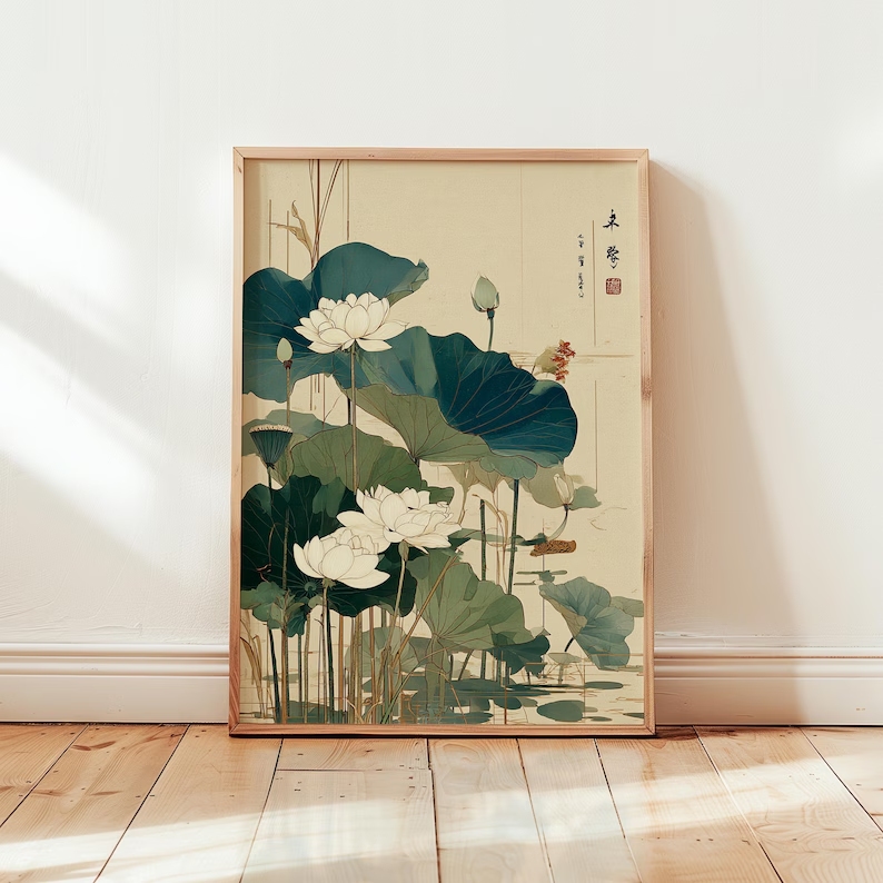 Retro Japanese Lotus Flower Wa - огляд і ціна Home Decor Japanese