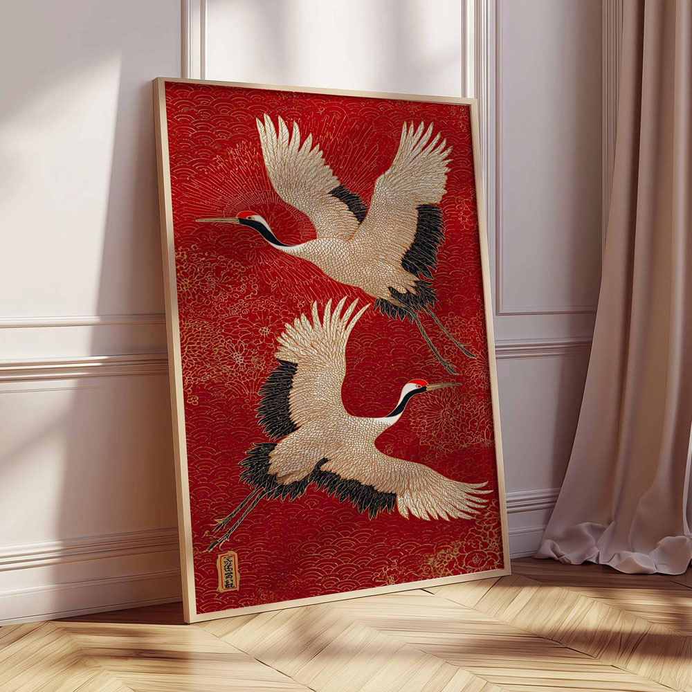Japanese Flying Cranes Canvas  - огляд і ціна Home Decor Japandi Style