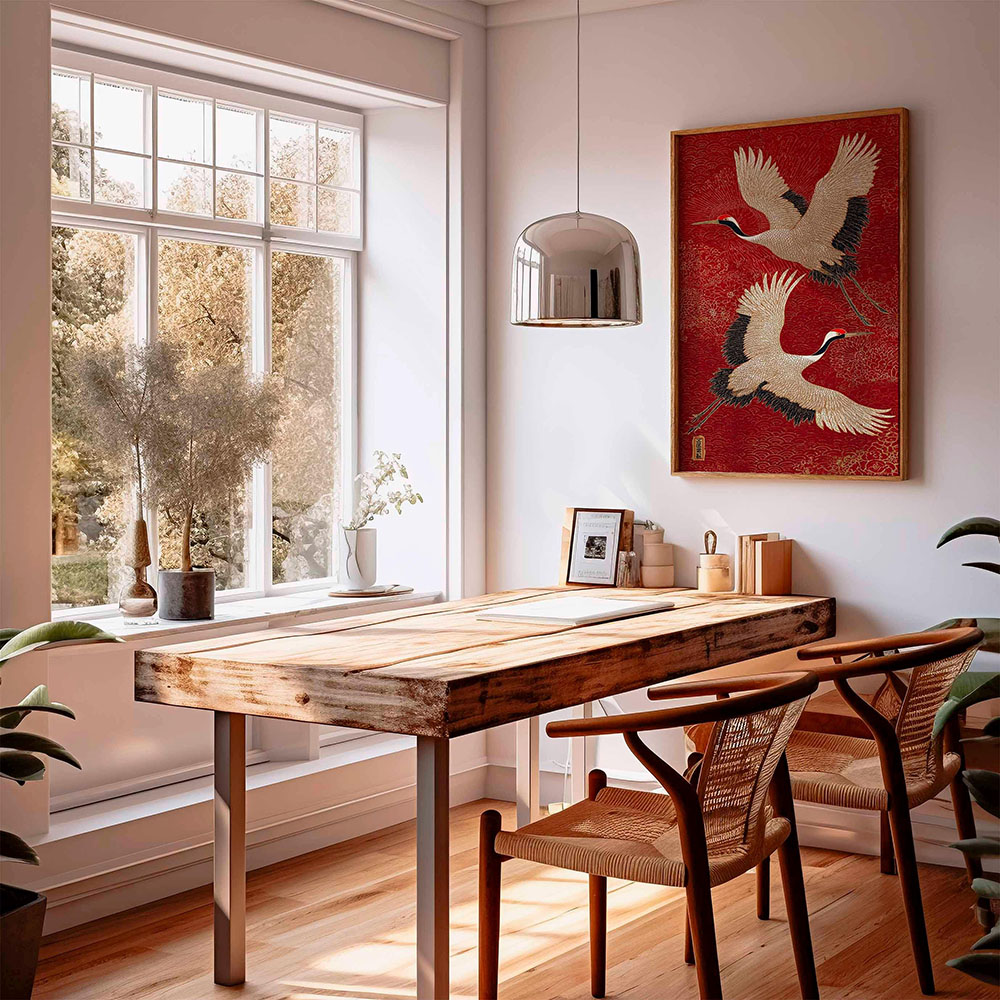 Japanese Flying Cranes Canvas  - огляд і ціна Home Decor Japandi Style